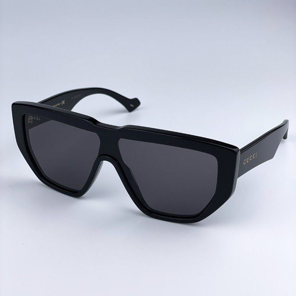 NEW Gucci LOGO GG0997S 002 Black Gray Shield Unisex Sunglasses - Picture 4 of 11